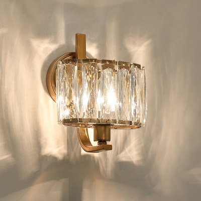 Geometric Crystal Block Wall Light Postmodern 1 Head Gold Finish Sconce Light for Living Room