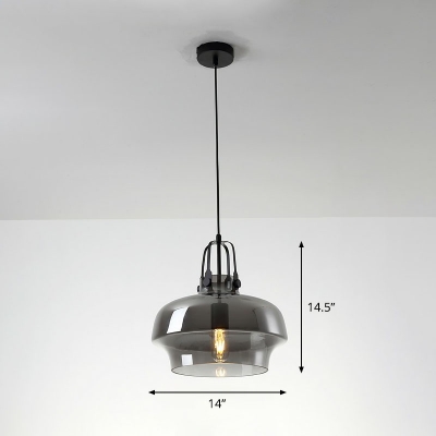 Glass Kettle Hanging Pendant Modern 1 Head Suspended Lighting Fixture for Dining Room