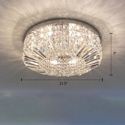 K9 Crystal Circle Flushmount Ceiling Lamp Contemporary Flush Mount Light Fixture for Living Room