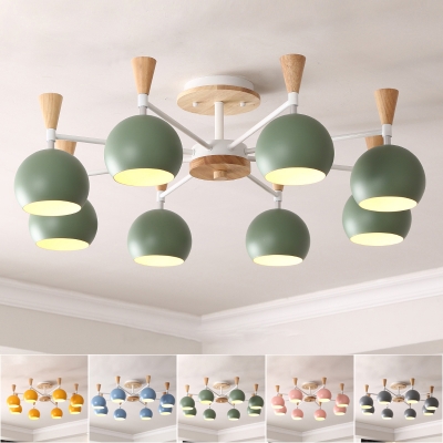 Macaron Novelty Ceiling Chandelier Geometrical Pendant Light with Metal Shade for Bedroom
