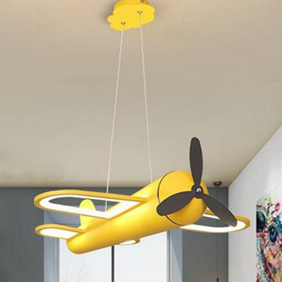 Metallic Airplane Chandelier Lighting Kids LED Pendant Light Fixture for Playroom