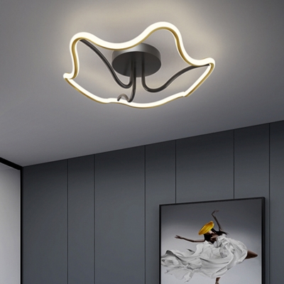 Metallic Flower Semi Mount Lighting Minimalistic LED Close to Ceiling Lighting Fixture for Hotel