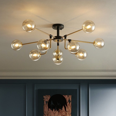 Modern Ball LED Ceiling Lighting Blown Glass 10 Bulbs Living Room Chandelier Light Fixture
