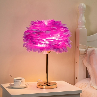 Modern Style Floral Nightstand Light Swan Feather 1-Light Bedroom Table Lighting