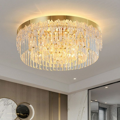 Multi-Layer Flush Mount Fixture Postmodern Crystal Rod Bedroom Flush Ceiling Light