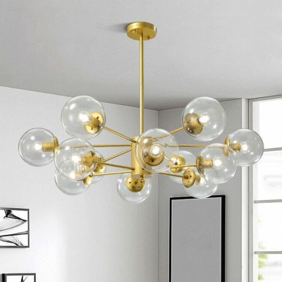Nordic Style Ball Shade Suspension Light Glass Living Room Chandelier Lighting Fixture