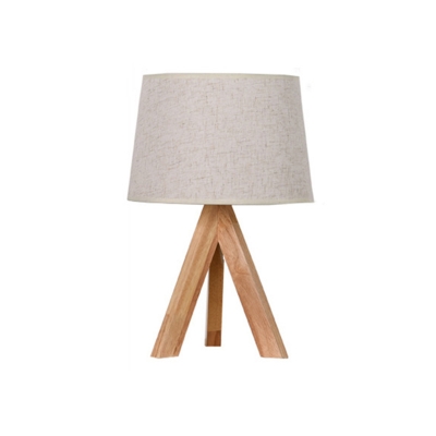 Nordic Tripod Nightstand Light Wooden 1 Head Living Room Table Lamp with Empire Shade in White