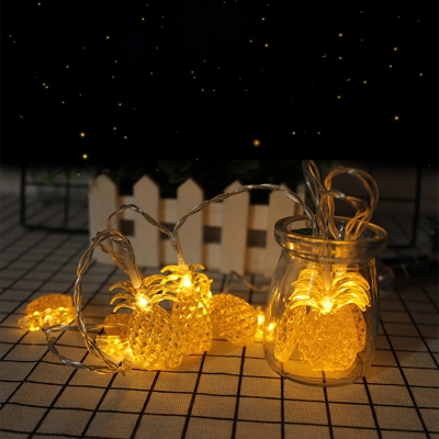 Plastic Pineapple Shape Solar Powered String Lamp Art Decor Yellow LED Fairy Lighting