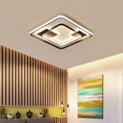 Rectangular Acrylic LED Flush Mount Light Simplicity Black Flush Mount Ceiling Light