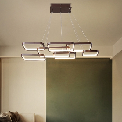 Rhombus Frame Metallic LED Ceiling Lighting Modern Coffee Chandelier Light for Living Room