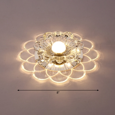 Scalloped Crystal Flush Mount Lighting Modern Clear LED Ceiling Fixture for Entryway