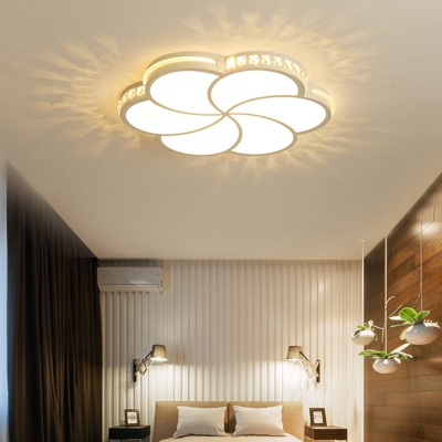 Simplicity Ultrathin LED Ceiling Fixture Beveled Crystal Bedroom LED Flush Mount Lighting in White