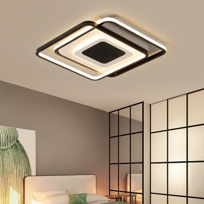 Square Acrylic Flush Lighting Modern Style Black LED Flush Ceiling Light for Bedroom