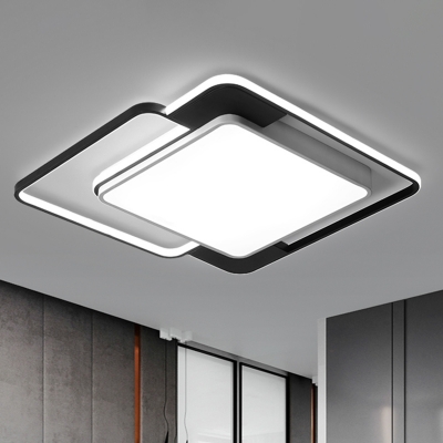 Square LED Flush Mount Modern Acrylic Black and White Flushmount Ceiling Lighting