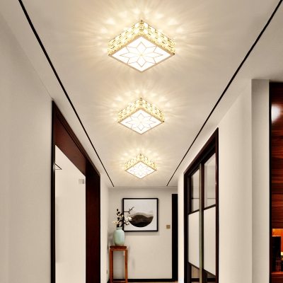 Square Surface Mounted Led Ceiling Light Modern Crystal Clear Flush Light for Corridor