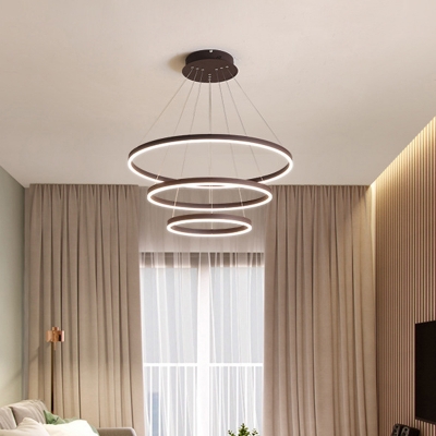 Acrylic Layered Hoop LED Ceiling Lighting Modern Style Coffee Chandelier Light Fixture