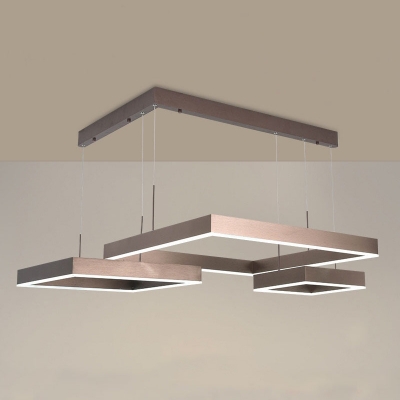 Acrylic Tiered Square Chandelier Lighting Minimalist Coffee LED Pendant Light for Living Room