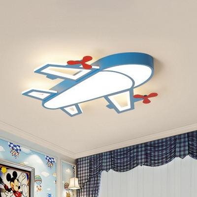 Aircraft Flush Light Contemporary Acrylic Nursery LED Flush Ceiling Light Fixture in Blue