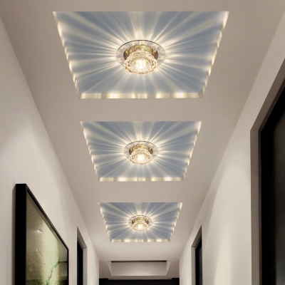 Aisle LED Ceiling Mount Light Simple Clear Flushmount Light with Scalloped Crystal Shade