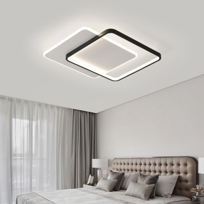 Aluminum Square Shape Flush Light Modern Style Black LED Flush Ceiling Light Fixture