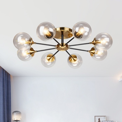 Ball Glass Sputnik Flush Chandelier Postmodern Style Semi Flush Ceiling Light for Dining Room