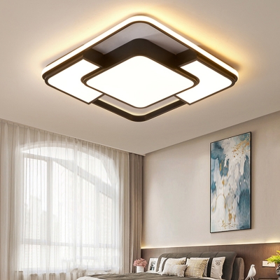 Black and White Geometric LED Flush Mount Modern Acrylic Flushmount Ceiling Light