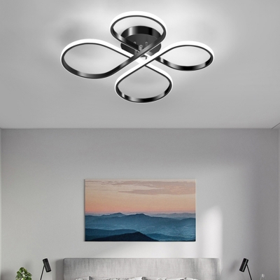 Black Clover LED Semi Mount Lighting Simplicity Metal Ceiling Mounted Fixture for Bedroom