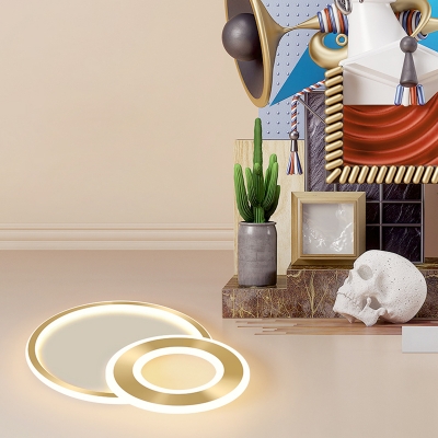Circle Metallic Flush Mount Lighting Minimalist Gold LED Flush Mount for Kids Bedroom