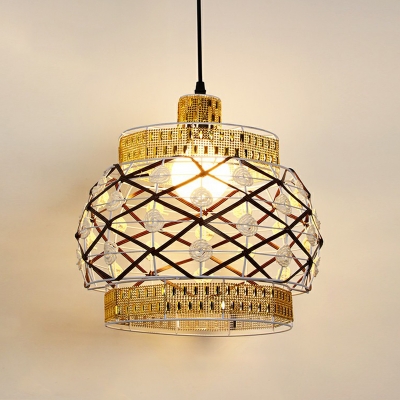 Country Style Shaded Drop Pendant Single-Bulb Hemp Rope Hanging Light Fixture in Brown
