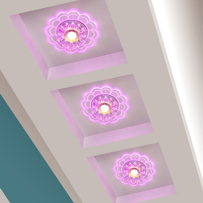 Creative Modern Scalloped Flush Light Clear Crystal Hallway Led Flush Ceiling Light in Clear