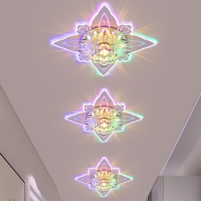 Crystal Petals LED Flushmount Lighting Modernism Clear Flush Ceiling Light for Corridor