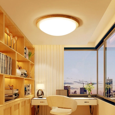 Dome LED Flushmount Ceiling Lamp Nordic Acrylic Balcony Flush Mount Fixture in Wood