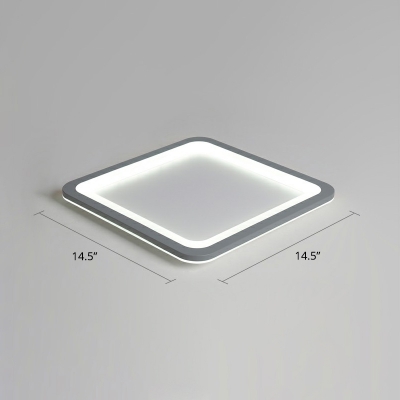 Extra-Thin Geometric LED Flush Light Minimalist Acrylic Living Room Ceiling Lighting in Dark Grey