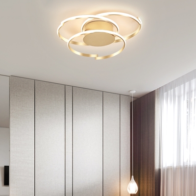 Gold Circular Flush Ceiling Light Contemporary Aluminum LED Flush Mount Lighting Fixture
