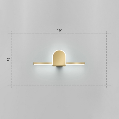 Gold Stick LED Wall Light Minimalistic Metal Vanity Lighting Fixture for Bathroom