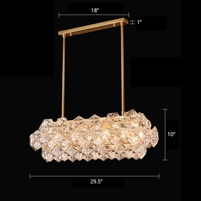 Hexagonal Foyer Ceiling Light Clear Crystal Contemporary Chandelier Pendant in Gold