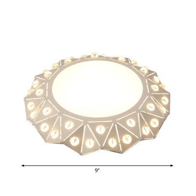 Hollowed-out Round LED Flush Mount Fixture Nordic Metal Vestibule Ceiling Light in White