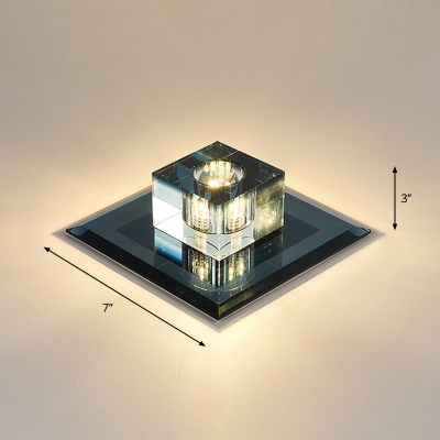 Mini Crystal Block Flush Ceiling Light Simplicity LED Flush Mount Light Fixture for Aisle