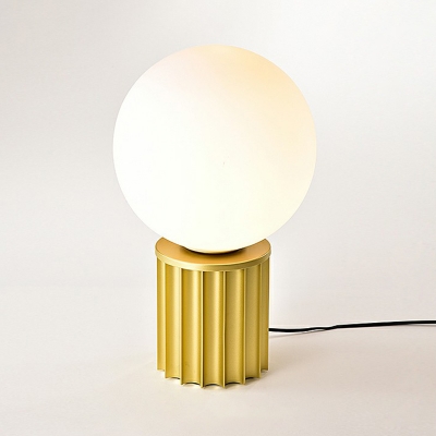 Minimalism Ball Table Light Cream Glass 1 Head Living Room Night Lamp with Gold Tube Base