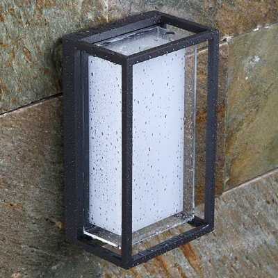 Minimalistic Box Wall Sconce Light Plastic Garden LED Wall Mount Lamp in Black-White