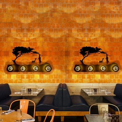 Modern Silhouette Sconce Light Iron 4 Heads Restaurant Wall Light Fixture in Black