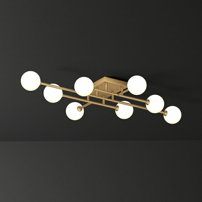 Modo Flush Mount Light Nordic Style Cream Glass Living Room Semi LED Flush Chandelier in Gold