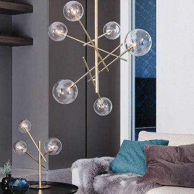 Molecular Modo Dining Room Chandelier Pendant Light Handblown Glass Contemporary LED Hanging Light in Gold