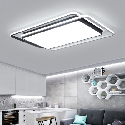 Nordic Rectangular LED Flush Mount Acrylic Living Room Flushmount Ceiling Lighting