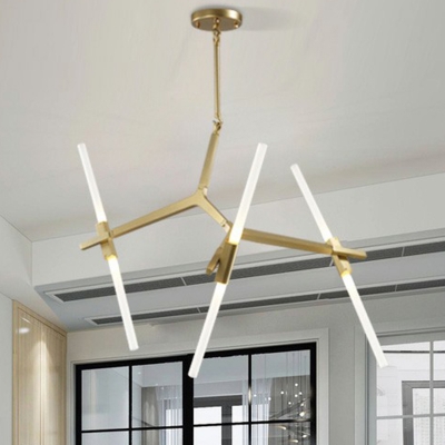 Nordic Style Herringbone Branch LED Chandelier Light Metal Living Room Pendant Light Fixture