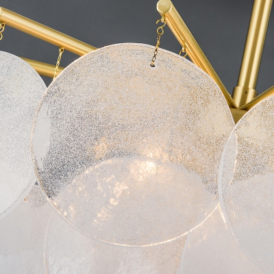 Postmodern Circles Chandelier Seedy Glass Restaurant Suspension Pendant Light in Gold