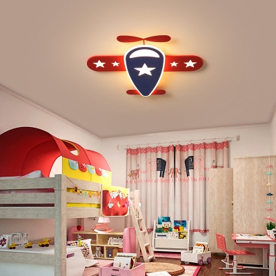 Red Plane Shaped Flush Light Cartoon LED Acrylic Ceiling Flush Mount Light for Baby Room