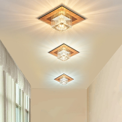 Ribbed Crystal Cube LED Ceiling Mount Fixture Minimalist Flush Mounted Light for Hallway
