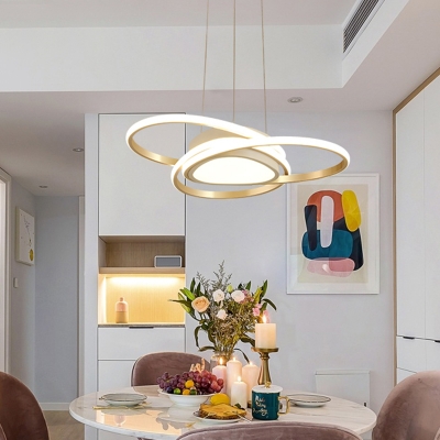 Seamless Curve Chandelier Pendant Light Contemporary Acrylic Dining Room LED Hanging Light in Gold