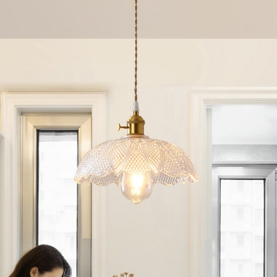 Shaded Glass Ceiling Light Industrial Single Dining Room Hanging Pendant Light in Gold